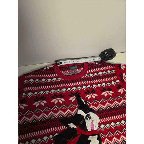 33 Degrees Plus Size 3XLT Ugly Christmas Sweater BOSTON TERRIER Dog Cozy Party - Picture 4 of 7
